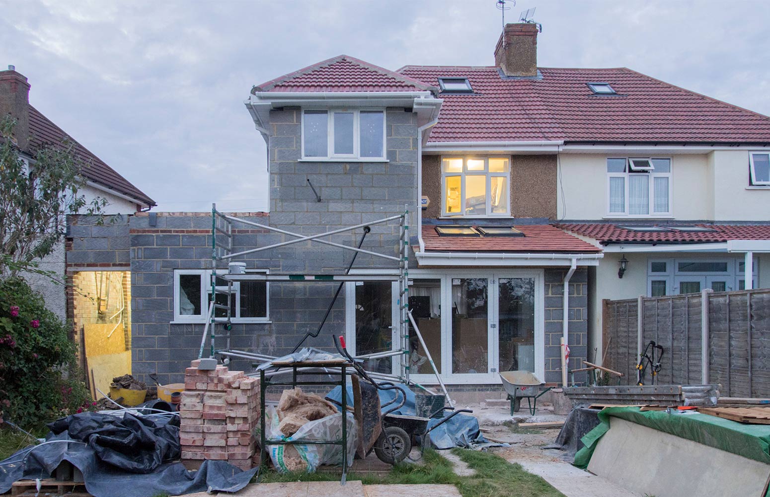 A completed double-storey house extension
